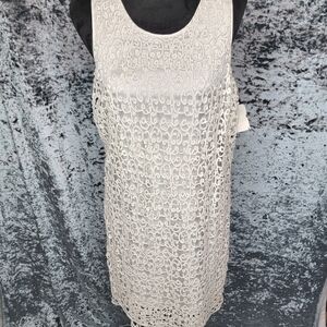 LAUNDRY by Shelli Segal Beautiful White Lace T-back Dress Size 10.‎ #341